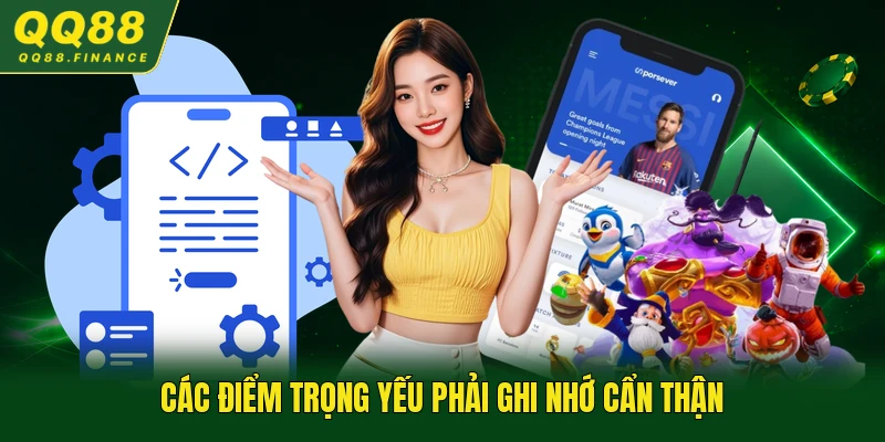 Các điểm trọng yếu phải ghi nhớ cẩn thận